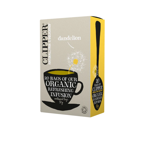 Organic Dandelion Tea bags for liver detox and digestive support 20 pack caffeine free natural diuretic.
