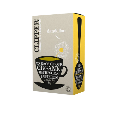 Organic Dandelion Tea bags for liver detox and digestive support 20 pack caffeine free natural diuretic.
