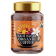 Jar of Clipper Rich Roast Organic Coffee with a gold lid on a white background