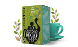 Box of 40 Clipper Organic Decaf Green Tea bags with a teacup.