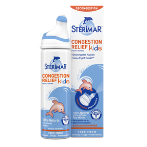 Stérimar Congestion Relief Kids is a 100% natural, micro-diffused sea water nasal spray enriched with copper. This hypertonic, drug-free solution is designed to rapidly decongest and help fight colds in children from 3 months old. It is free from steroids, drugs, and preservatives and features a patent-pending safety nozzle for a very gentle spray.