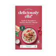 Deliciously Ella Apple & Raspberry Instant Bircher Muesli, a 100% plant-based, gluten-free, and high-fiber cereal mix with juicy raisins and chia seeds.