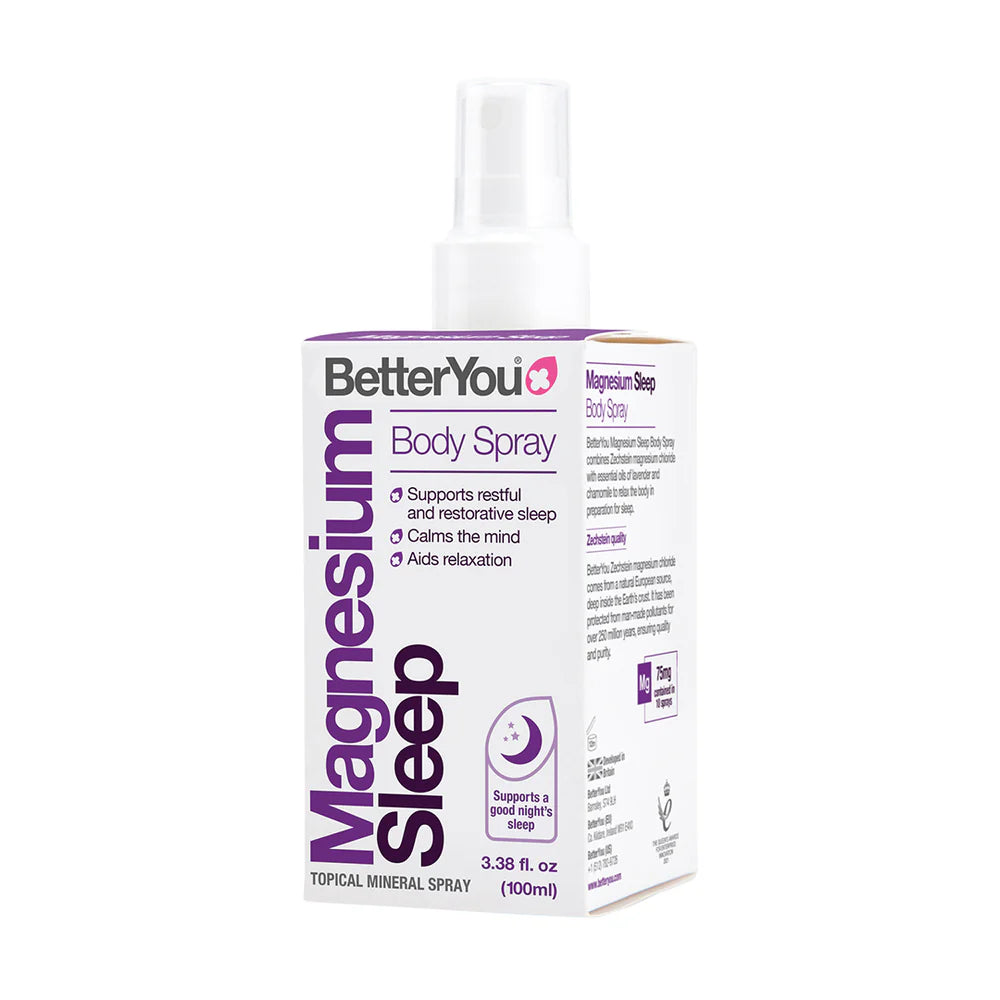 BetterYou Magnesium Sleep Body Spray – soothing magnesium body spray with lavender and sweet orange to support relaxation and restful sleep.
