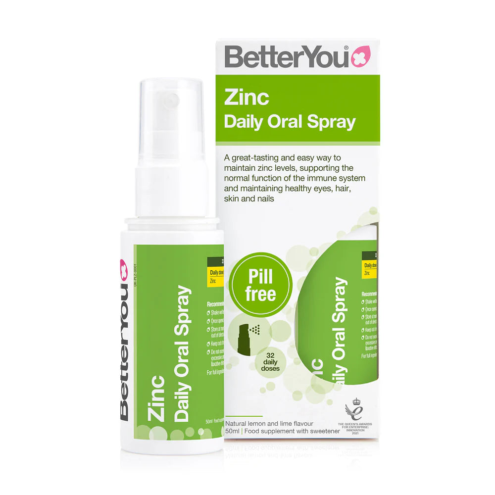 BetterYou Zinc Oral Spray – fast‑absorbing oral zinc supplement spray to support immune function, skin health and overall wellbeing.