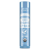 Dr. Bronner’s Naked Organic Lip Balm, 4g tube made with U.S. hemp oil.