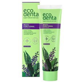 Ecodenta Multi-Functional Toothpaste tube and box.