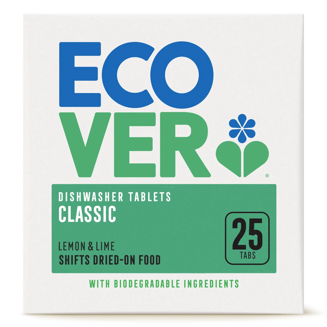 Fushi Fresh-Pressed Organic Aloe Vera Juice in a 500ml glass bottle and Ecover Classic Dishwasher Tablets (Lemon & Lime), 25g pack with 25 tabs.