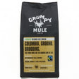 Grumpy Mule Organic Colombia Café Fodder, a ground coffee blend featuring notes of hazelnut, caramel, and red berries.