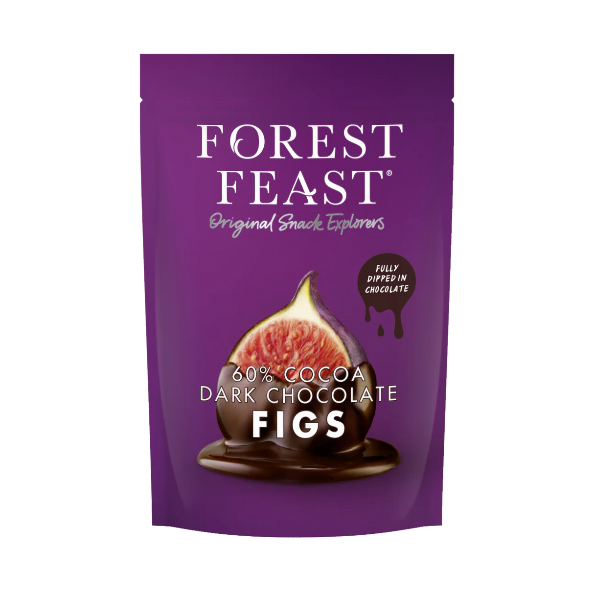 Forest Feast 60% Cocoa Dark Chocolate Figs 140g pouch.
