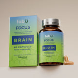 Fábú Focus and Brain capsules 60 pack for mental clarity and concentration with Lion's Mane and Vitamin B5, an Irish wellness supplement.