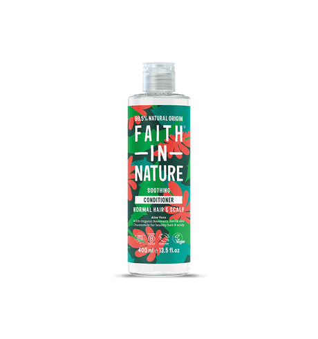 Faith In Nature Soothing Conditioner 400ml, Aloe Vera for Normal Hair & Scalp, 99.5% Natural Origin.
