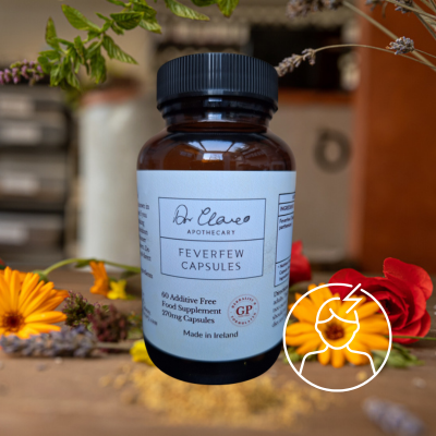 Dr Clare Feverfew Capsules – natural herbal supplement for headache support, wellbeing and traditional botanical balance