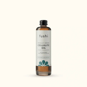 Amber glass bottle of 100ml Fushi Really Good Cellulite Oil.