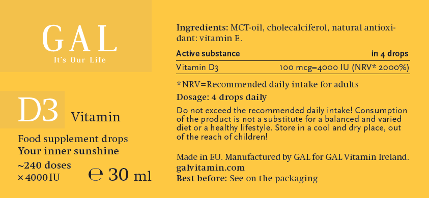 GAL D3 4000 IU Sunshine Drops 30 ml