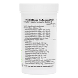 Nutrition Information label for NaturesPlus GI Nutra PRO BIO MEGA showing 120 billion live CFU, a 35-strain microbiome diversity support blend, and serving size of 1 capsule.