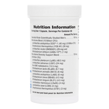 Back label of NaturesPlus GI Nutra PRO BIO Men supplement bottle showing nutrition facts, 21-strain microbiome blend with 60 billion live CFU, and a targeted men's botanical blend.