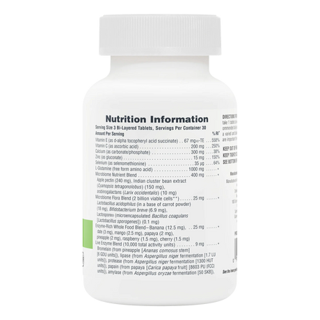 NaturesPlus GI Nutra Total Digestive Wellness food supplement bottle containing 90 bi-layered tablets for digestion and normal enzyme function.