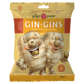 The Ginger People Gin Gins Double Strength Hard Ginger Candy, 150g pouch.