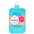 Soaply 99.3% natural hand soap in Lavender and Tonka scent, packaged in a zero-plastic bottle with a pump dispenser.