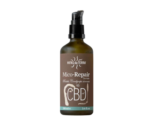 Hifas Mico-Repair serum with Reishi and Cordyceps mushroom extracts and CBD oil for skin barrier repair and antioxidant support.