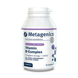 Metagenics Vitamin B-Complex supplement bottle for mental wellbeing, energy, and vitality support, 90 capsules.