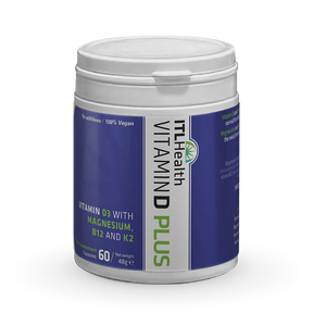 vITaL Vitamin D Plus capsules with Magnesium, B12, and K2 for immune support, fatigue reduction, and bone health.