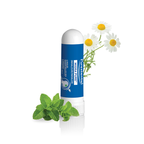 A Puressentiel "Migra Pure" inhaler, which contains 6 organic essential oils.