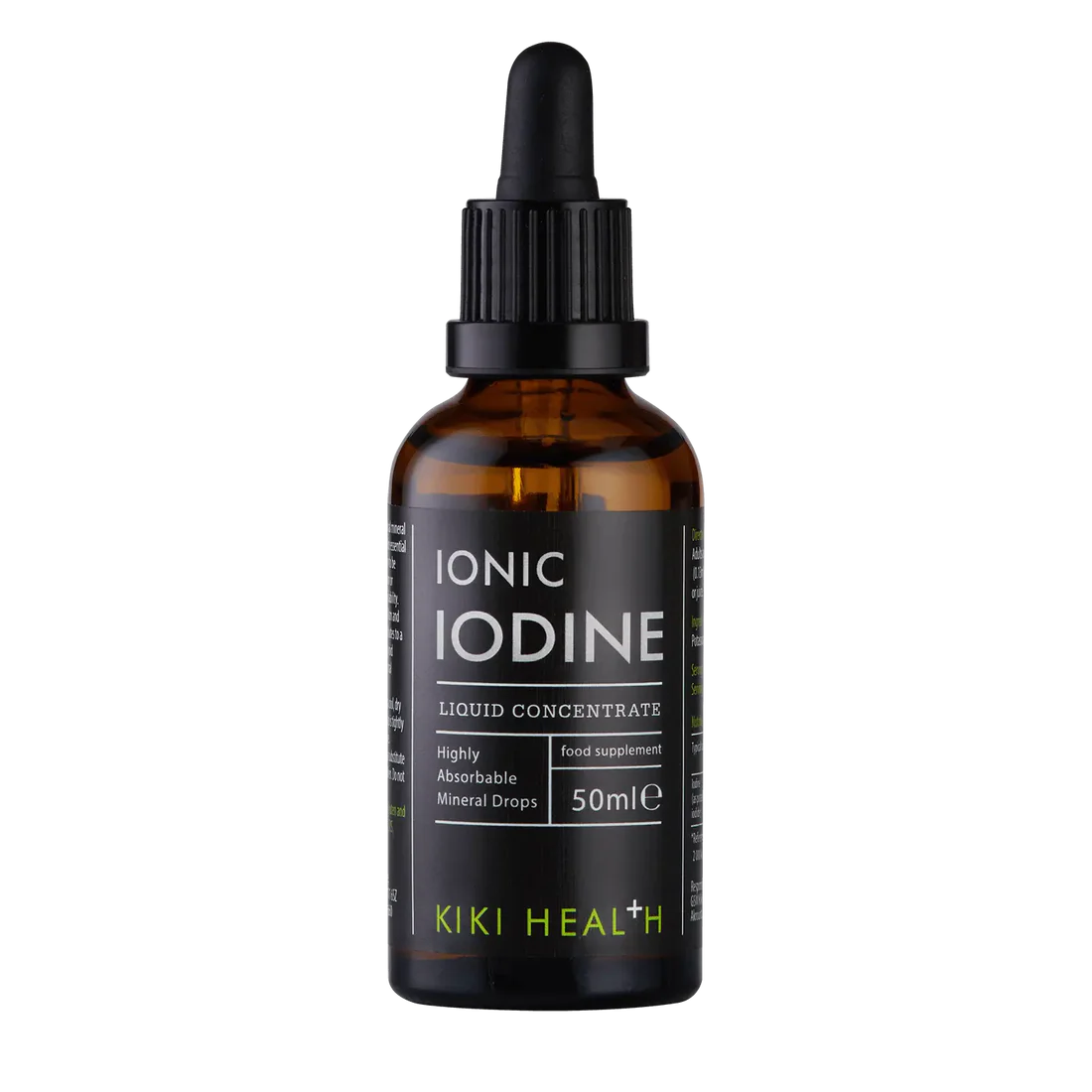 KIKI Health ionic iodine liquid concentrate 50ml for thyroid support, metabolism, energy and cognitive function with high absorption formula.