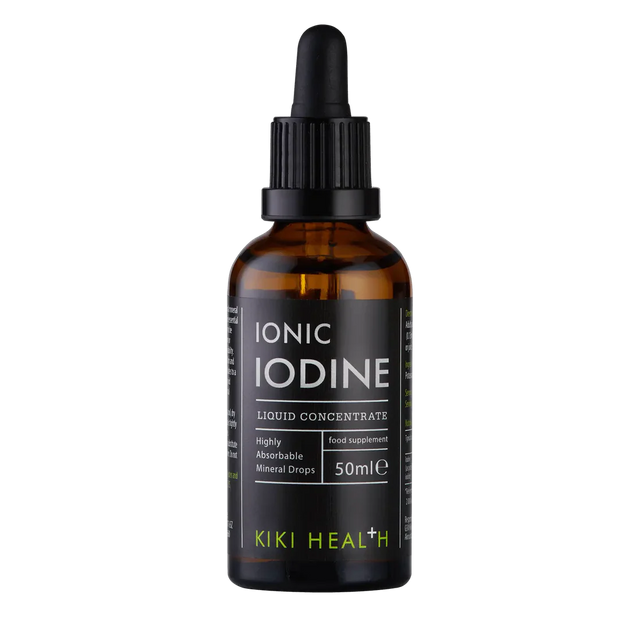 KIKI Health ionic iodine liquid concentrate 50ml for thyroid support, metabolism, energy and cognitive function with high absorption formula.