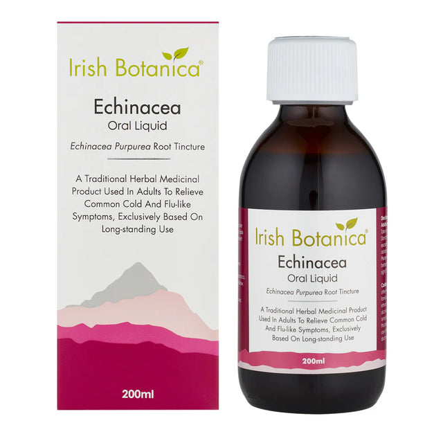 Irish Botanica Echinacea 200ml Purpurea Root Tincture oral liquid and box.