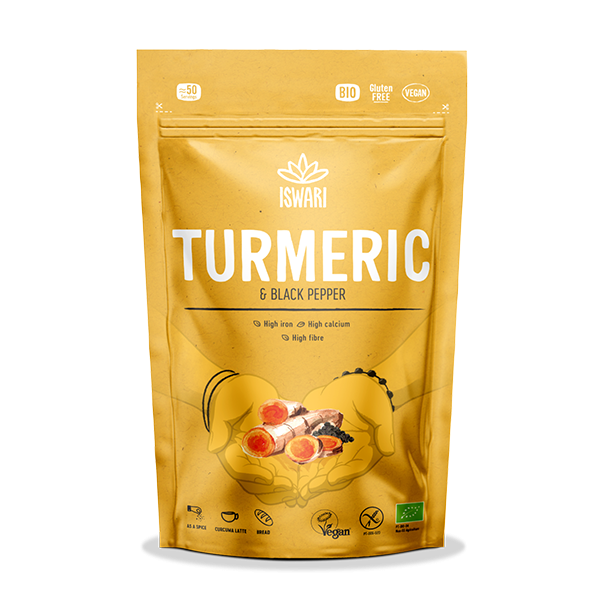 Iswari Turmeric & Black Pepper organic powder 150g pouch.