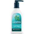 A 30 fl oz (887 ml) Jason bottle of Purifying Tea Tree Body Wash with a dark teal pump dispenser.