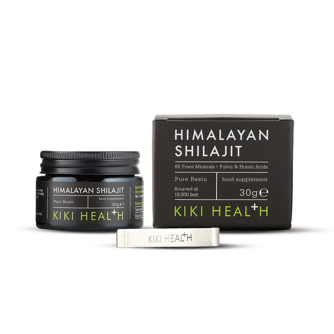 KIKI Health Himalayan shilajit resin 30g with fulvic acid and trace minerals for energy, vitality, immune support and overall wellbeing.