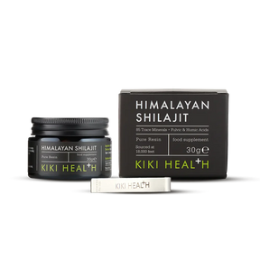 KIKI Health Himalayan shilajit resin 30g with fulvic acid and trace minerals for energy, vitality, immune support and overall wellbeing.