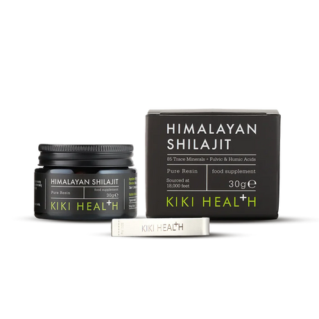 KIKI Health Himalayan shilajit resin 30g with fulvic acid and trace minerals for energy, vitality, immune support and overall wellbeing.