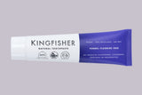 Kingfisher Fennel Fluoride Free natural toothpaste tube in white and blue packaging.
