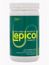 Lepicol prebiotic supplement container on a white background
