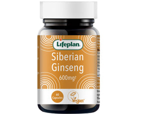Lifeplan Siberian ginseng 600mg capsules 60 count with B vitamins for energy, fatigue reduction, hormonal balance and immune support.