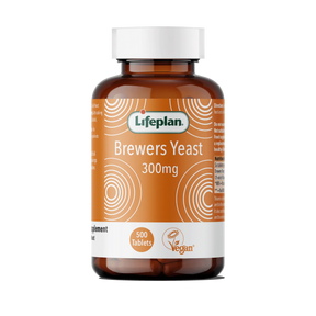 Lifeplan brewers yeast brown glass bottle orange label natural source of B vitamins