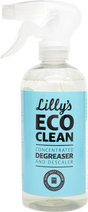 Lilly's Eco Clean Concentrated Degreaser and Descaler spray bottle.