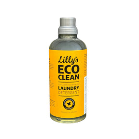 Lilly's Eco Clean orange blossom laundry detergent bottle on a plain white background.