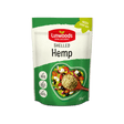 Linwoods Shelled Hemp pouch featuring a salad bowl illustration on a green and white background.