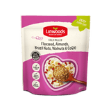 Linwoods cold milled flaxseed, almonds, brazil nuts, walnuts, and CoQ10 pouch, 360g.