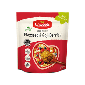 Linwoods Organic Cold Milled Flaxseed and Goji Berries pouch.
