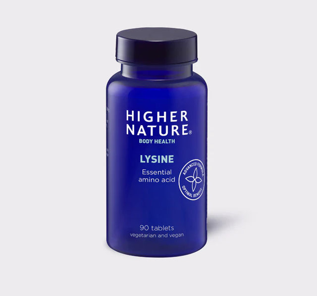 Higher Nature Lysine essential amino acid, 90 vegan tablets.