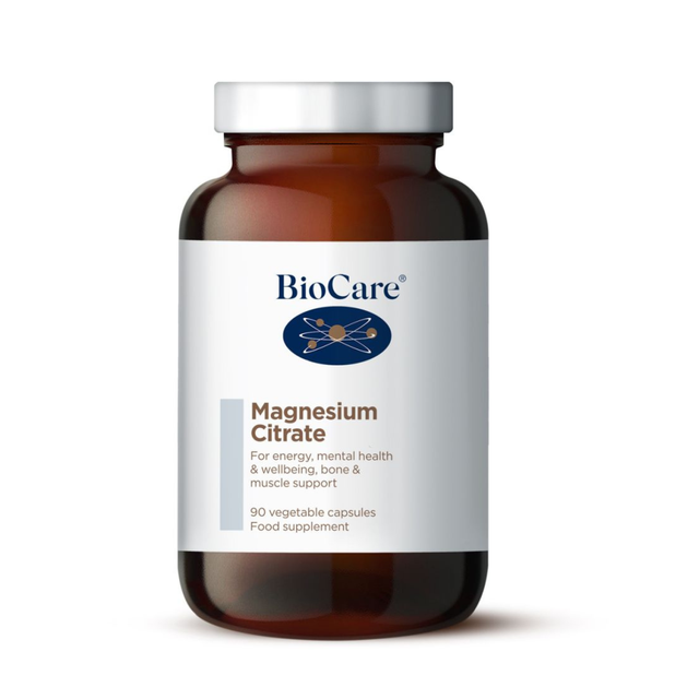 BioCare Magnesium Citrate supplement bottle on a white background