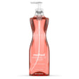 Method peach and pink pepper washing-up liquid in a transparent pump bottle on white background.