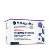 Metagenics MegaMag PeriMeno synergistic formula box with magnesium glycinate and herbal blend for women over 40, 60 tablets.