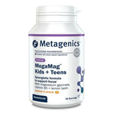 Metagenics MegaMag Kids + Teens Focus magnesium supplement powder jar.