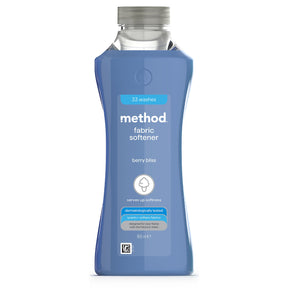 Method berry bliss fabric softener bottle in a clean blue studio aesthetic.